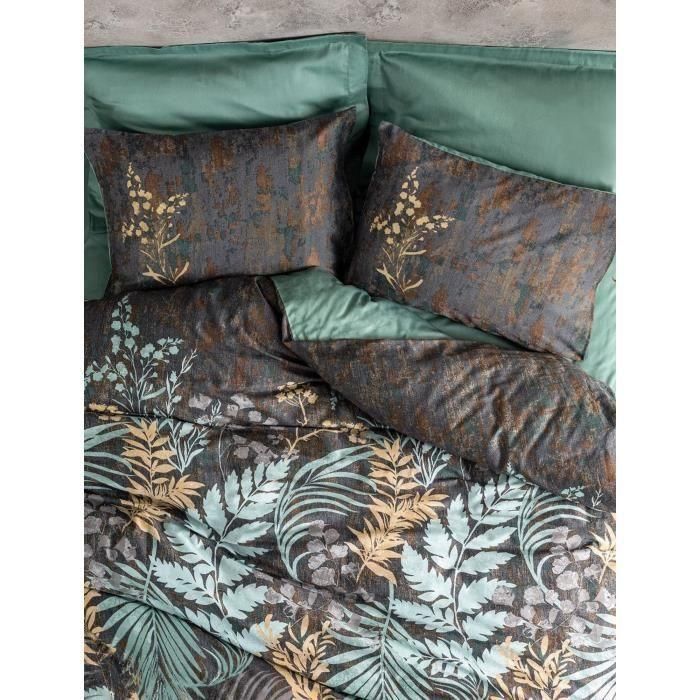 Juego de cama - 1 funda nórdica 220x240 cm + 2 fundas de almohada 60x60 cm - 100% algodón satén - Menta 3 Juego de cama - 1 funda nórdica 220x240 cm + 2 fundas de almohada 60x60 cm - 100% algodón satén - Menta 3