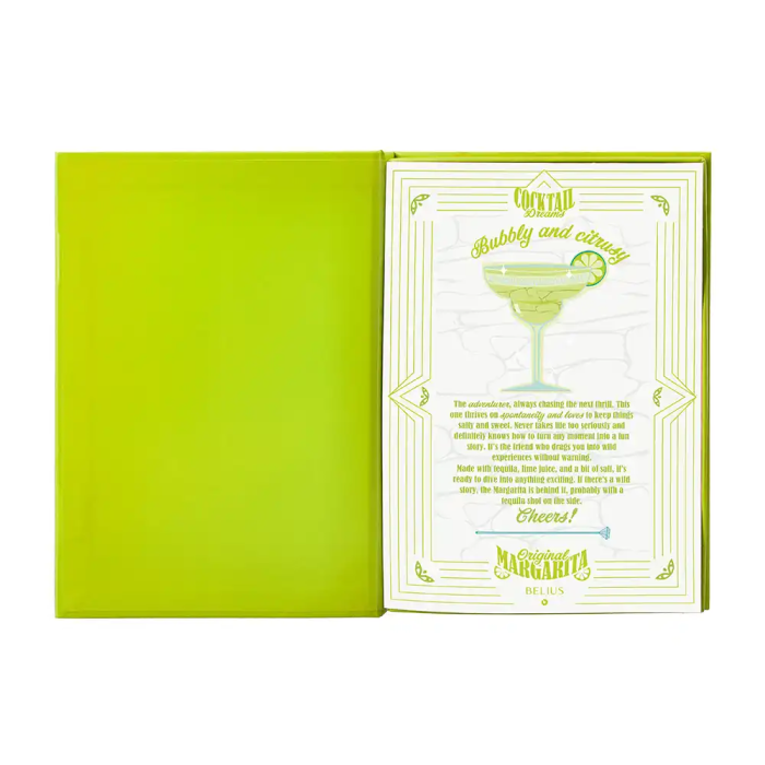 Belius Cocktails Margarita Bolígrafo y Wallet Aluminio Verde Lima Plateado con Relieve, Tinta Azul, Caja Incluida 4