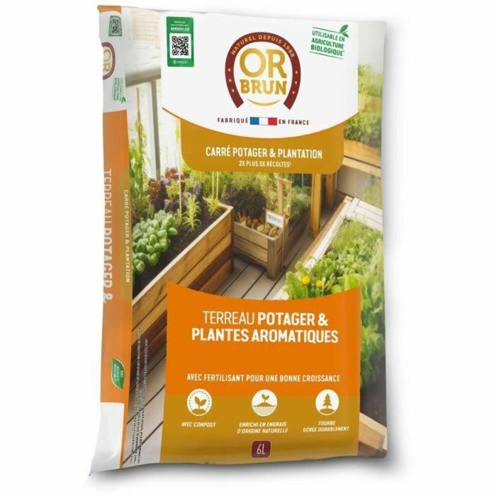 Or Brun OBRTARO6U Tierra para hortalizas y plantas aromáticas 6L - Crecimiento rápido 0 Or Brun OBRTARO6U Tierra para hortalizas y plantas aromáticas 6L - Crecimiento rápido 0