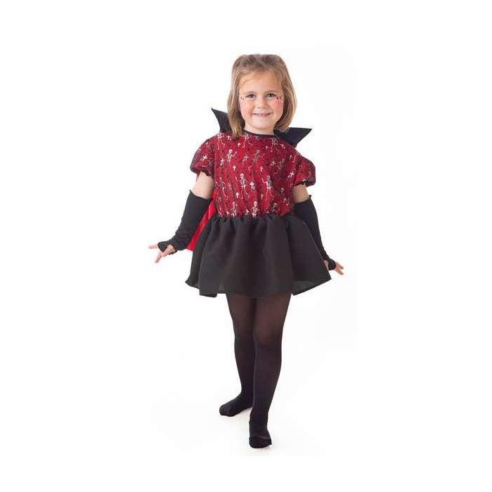 Disfraz infantil vampira esqueletos t-0 (vestido, mitones y capa)