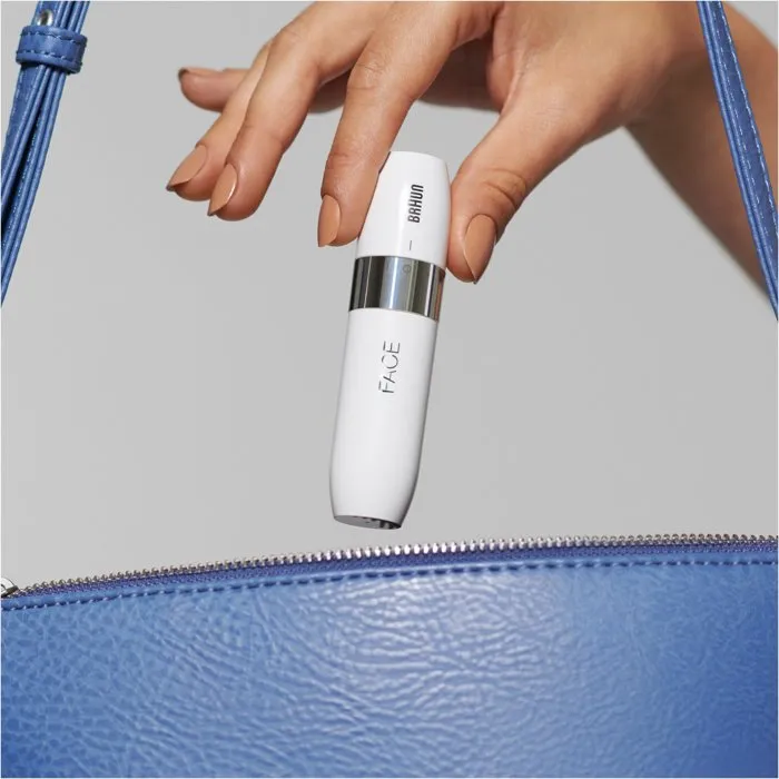 Braun Face Mini FS1000 Afeitadora Facial Eléctrica para Mujer, Suave para la Piel, Función de Luz Inteligente, Color Blanco