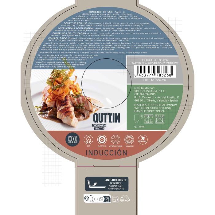 Sartén 28 cm aluminio forjado inducción Tuttifrutti Quttin - Inde (6 Unidades) 7 Sartén 28 cm aluminio forjado inducción Tuttifrutti Quttin - Inde (6 Unidades) 7