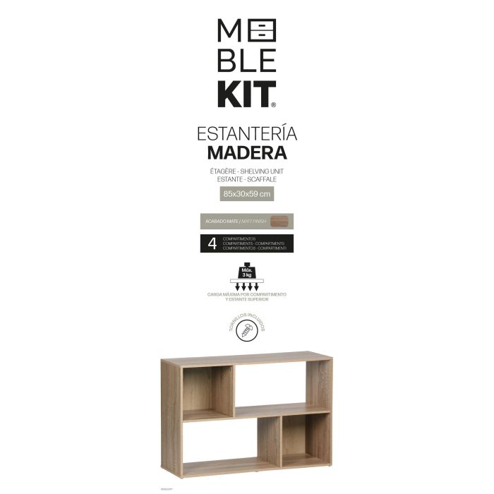 Estanter.Cubo/Rect. 4 Comparimentos Moblekit 2