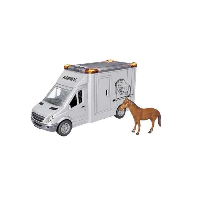 Camión para transportar caballos, incluye caballo, luces y sonidos, escala 1:16