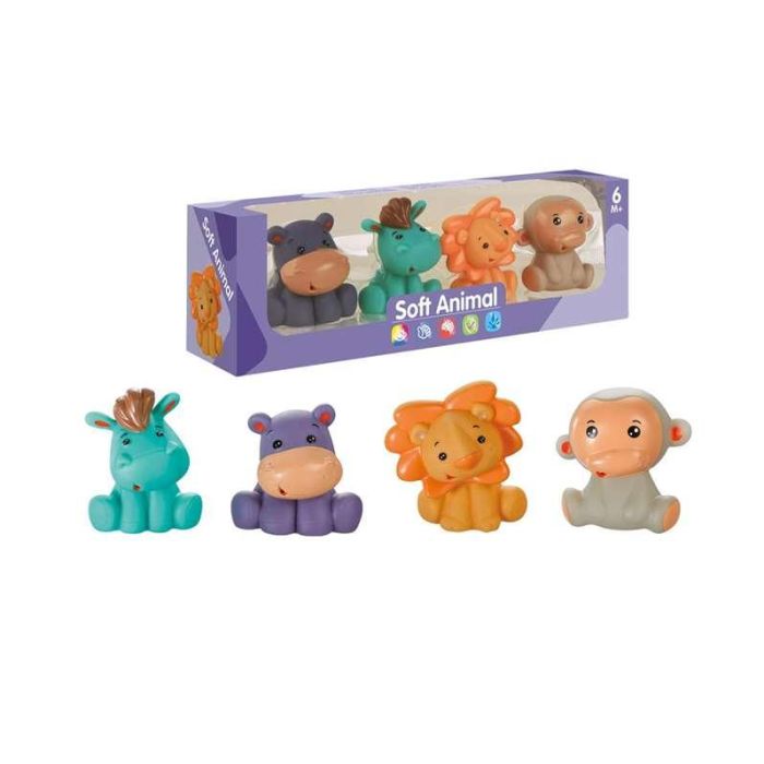 Figuras animales tacto suave mono, hipopótamo, león y pony 7x6x7cm 1