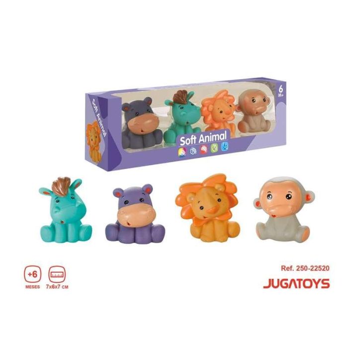Figuras animales tacto suave mono, hipopótamo, león y pony 7x6x7cm 2