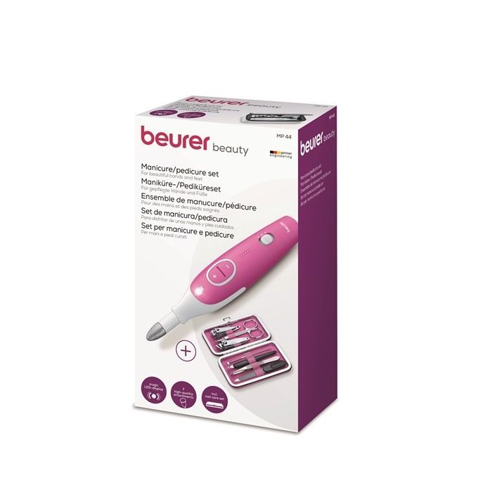 Beurer MP-44 Set de Manicura y Pedicura Profesional con Luz LED y 7 Accesorios