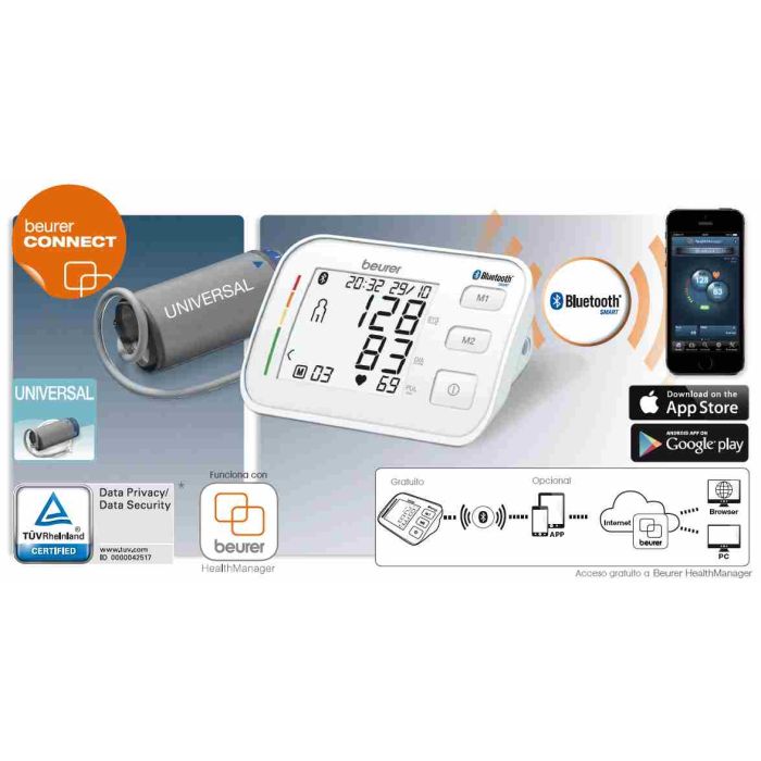Tensiómetro De Brazo Con Bluetooth Beurer Bm-57 3 Tensiómetro De Brazo Con Bluetooth Beurer Bm-57 3