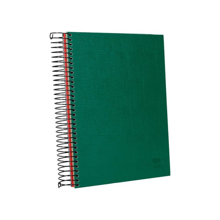 Cuaderno Espiral Liderpapel A5 Micro Papercoat Tapa Forrada 140H 75 gr Cuadro5 mm 5 Bandas 6 Taladros Verde 1