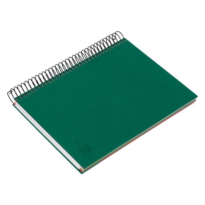 Cuaderno Espiral Liderpapel A5 Micro Papercoat Tapa Forrada 140H 75 gr Cuadro5 mm 5 Bandas 6 Taladros Verde 2