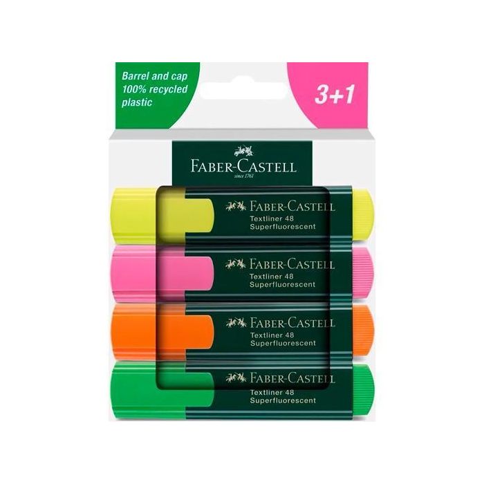 Faber - castell marcador fluorescente textliner 48 surtidos -blister 3+1-