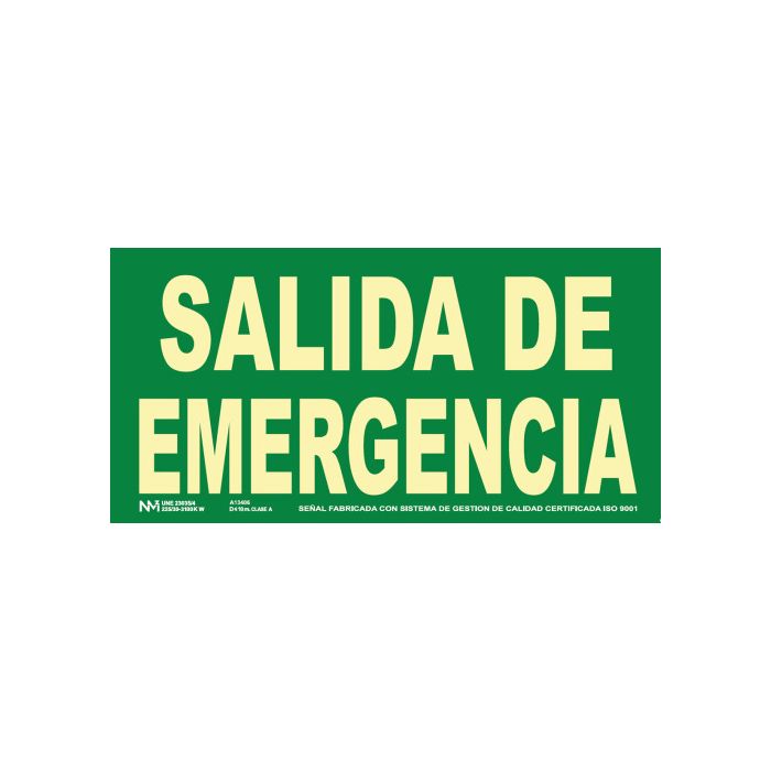 Archivo 2000 señal "salida de emergencia" 320x160mm pvc 700 micras verde