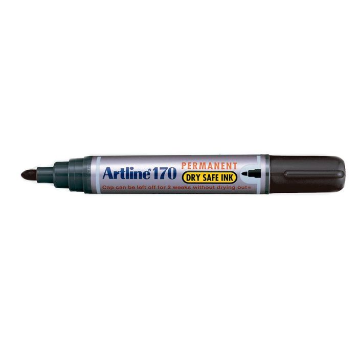 Rotulador Artline Marcador Permanente 170 Negro Punta Redonda 2 mm Antisecado 12 unidades 2