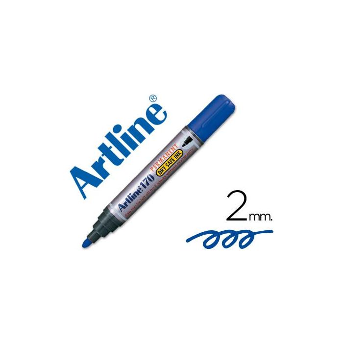 Rotulador Artline Marcador Permanente 170 Azul Punta Redonda 2 mm Antisecado 12 unidades