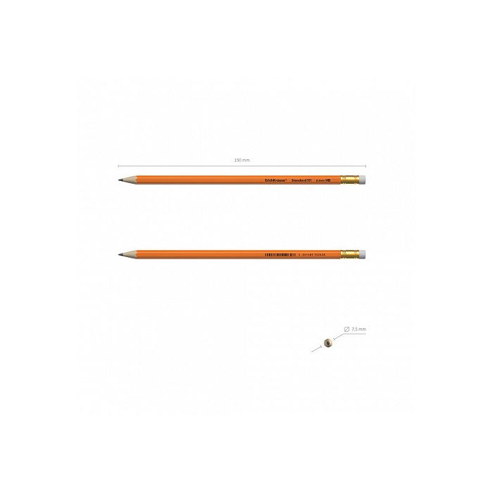 Lápiz de Grafito Triangular con Goma Standard Trianglular 101 Naranja Hb ERICH KRAUSE 55264 2