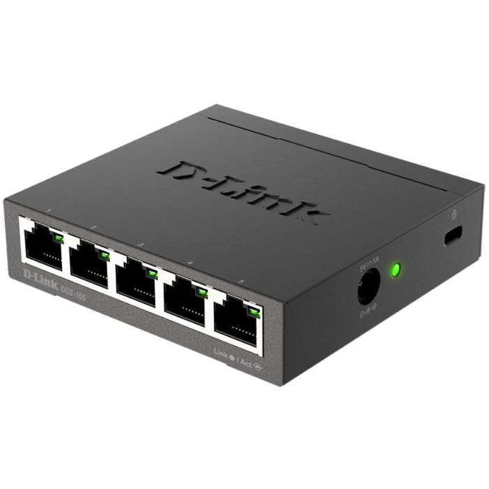 D-Link DGS-105/E Switch Ethernet Gigabit de 5 Puertos RJ-45, QoS, IGMP Snooping para IPTV, Carcasa Metálica 1