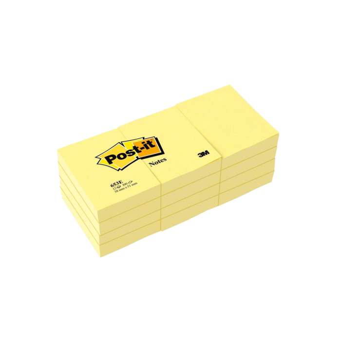 Post-It Bloc Notas Adhesivas 653 100H 38x51 Canary Yellow Paquete 12 Ud