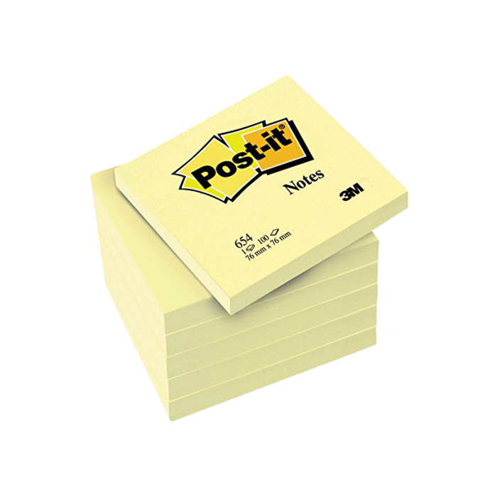 Post-It Blocs notas 654 canary yellow 76x76 -pack 12-