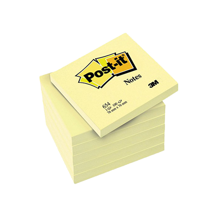 Post-It Bloc Notas Adhesivas 654 100H 76x76 Canary Yellow Paquete 12 Ud