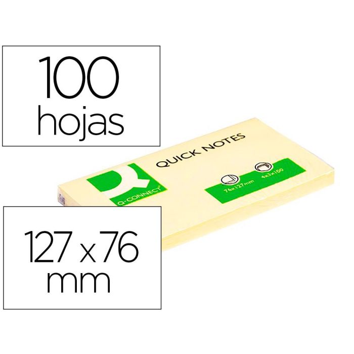Bloc De Notas Adhesivas Quita Y Pon Q-Connect 76x127 mm Con 100 Hojas 12 unidades