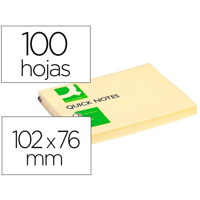 Bloc De Notas Adhesivas Quita Y Pon Q-Connect 76x102 mm Con 100 Hojas 12 unidades