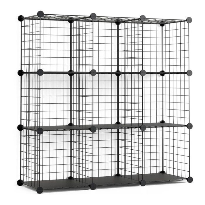 Newlux Titan c9 Estantería Modular Metálica Rejilla 9 Módulos Negro 90 kg Carga Máxima