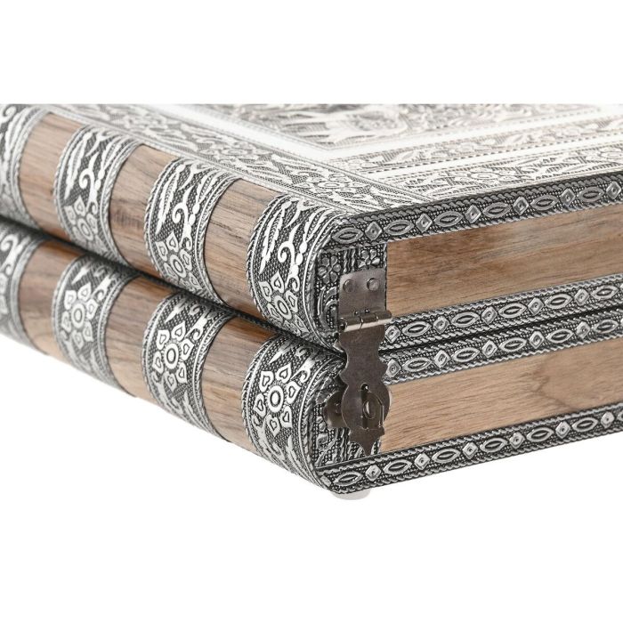 DKD Home Decor Joyero Indio Plateado Natural de Madera y Aluminio 18.8 x 7.6 x 22.5 cm 1