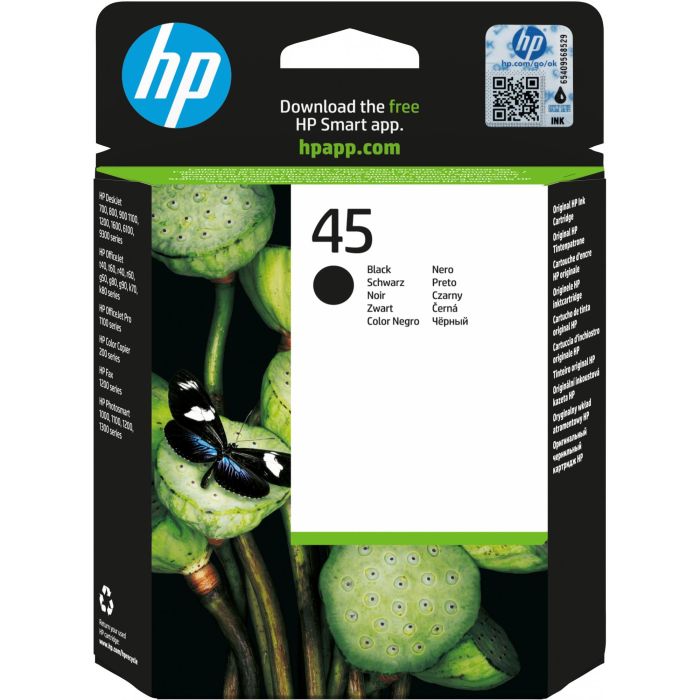 HP Deskjet 710/720/750/815/820/850/870/880/895 Cartucho Negro Nº45, 833 Paginas