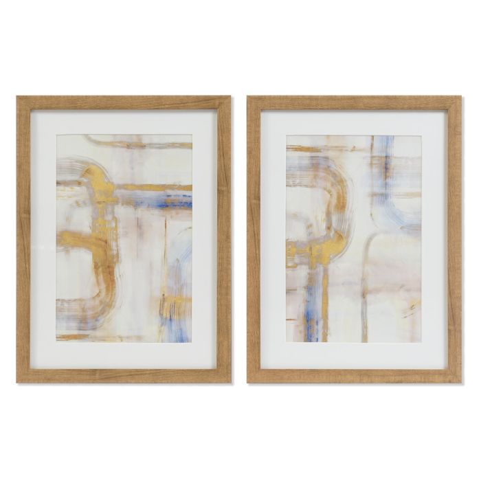 DKD Home Decor Cuadro Abstracto Urban de Cristal Multicolor 40 x 30 cm (2 Unidades)