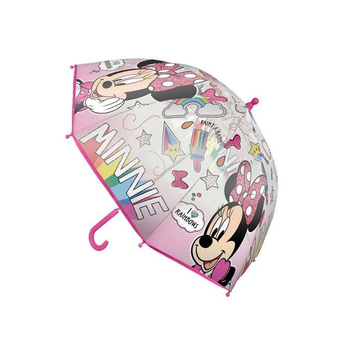 Cerdá Paraguas Manual Disney Minnie Mouse Infantil POE 45 cm para Niños y Niñas de 2 a 8 Años, con Estampado Minnie Mouse y Color Rosa