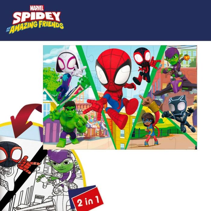 Puzzle Infantil Spidey Doble cara 50 x 35 cm 24 Piezas (12 Unidades) 4