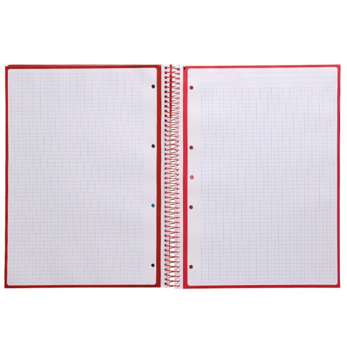 Cuaderno Espiral A4 Micro Antartik Tapa Forrada 80H 90 gr Cuadro 5 mm 1 Banda 4 Taladros Frambuesa 4