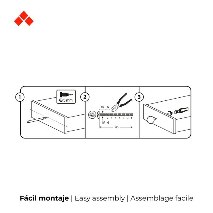 Blister con 4 pomos redondos para mueble fabricado en zamak estilo decorativo mod. m4 ø33mm rei 1