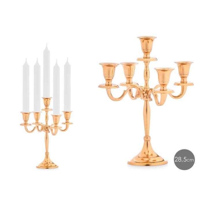 Candelabro 5 Velas Dorado 28.5 cm Aluminio - Giftdecor (4 Unidades) Candelabro 5 Velas Dorado 28.5 cm Aluminio - Giftdecor (4 Unidades)