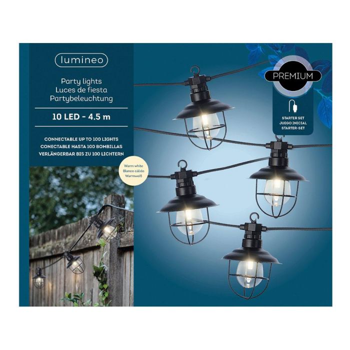 Lumineo Guirnalda faroles exterior 9,5m 10 leds IP44 luz cálida 2