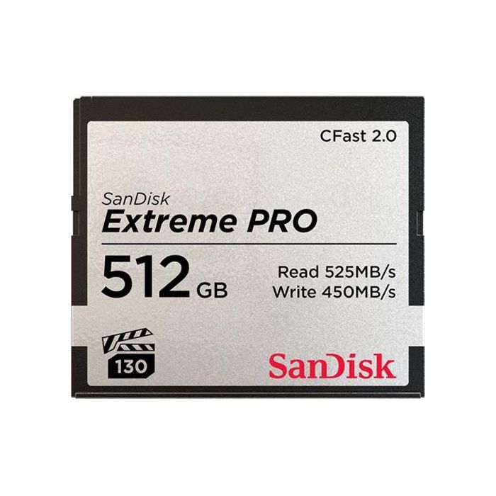 SanDisk Extreme PRO CFast 2.0 Tarjeta de Memoria 512GB Velocidad Lectura 525MB/s Escritura 450MB/s