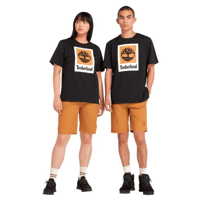 Camiseta de Manga Corta Hombre Timberland Stack Logo Colored Short Sleeve Negro S 3