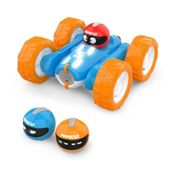 Coche radio control junior Acrobatic con luces y sonidos, emisora 2.4Ghz y bateria de 3,7V incluye 3 cascos 16x16x7 cm 1