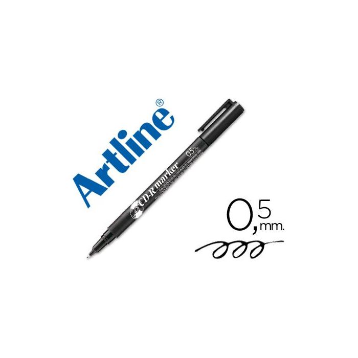 Rotulador Artline Para Cd Punta De Fibra Permanente Ek-883 Negro -Punta Redonda 0.5 mm 12 unidades