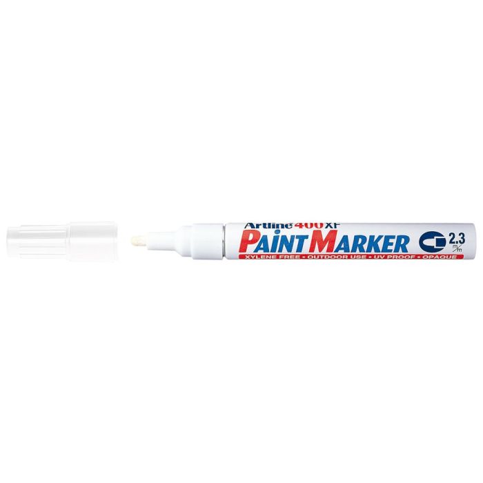 Rotulador Artline Marcador Permanente Ek-400 Xf Blanco Punta Redonda 2.3 mm Metal Caucho Y Plastico 12 unidades 2