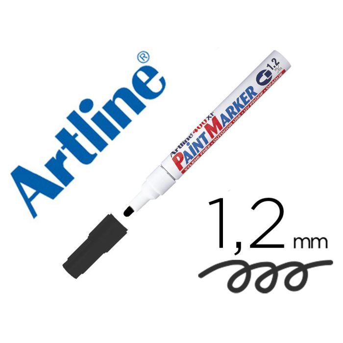 Rotulador Artline Marcador Permanente Ek-440 Xf Negro -Punta Redonda 1.2 mm -Metal Caucho Y Plastico 12 unidades