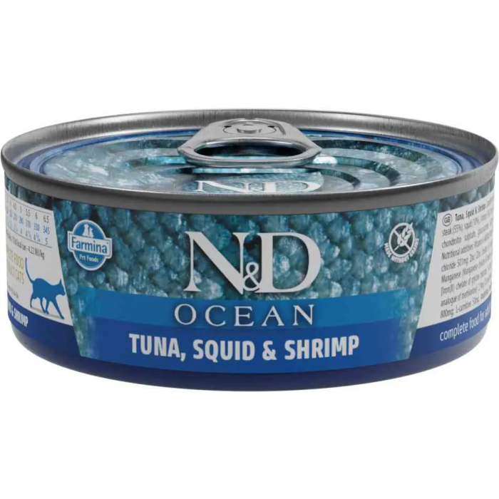 Farmina N&D Cat Ocean Atún Calamar Gamba Caja 24x70 gr