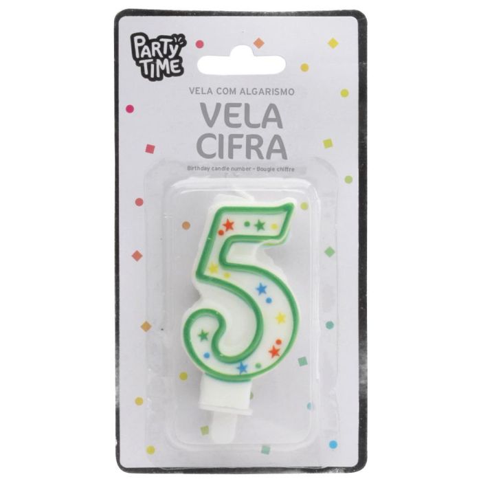 Vela Aniversario 5 Party Time 9,5 cm 1 Vela Aniversario 5 Party Time 9,5 cm 1