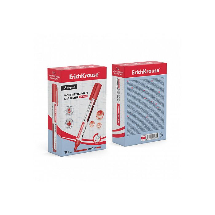Marcador Pizarra Blanca con Tinta Líquida Liquid Lw-600, Tinta Color Rojo ERICH KRAUSE 48776 10 unidades 1