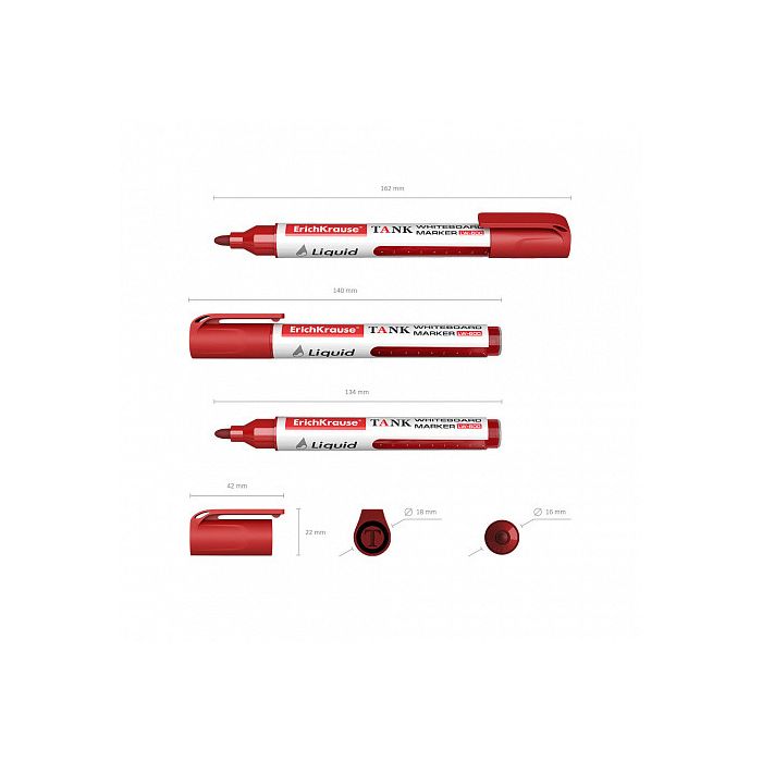 Marcador Pizarra Blanca con Tinta Líquida Liquid Lw-600, Tinta Color Rojo ERICH KRAUSE 48776 10 unidades 2