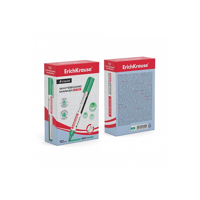 Marcador Pizarra Blanca con Tinta Líquida Liquid Lw-600, Tinta Color Verde ERICH KRAUSE 56096 10 unidades