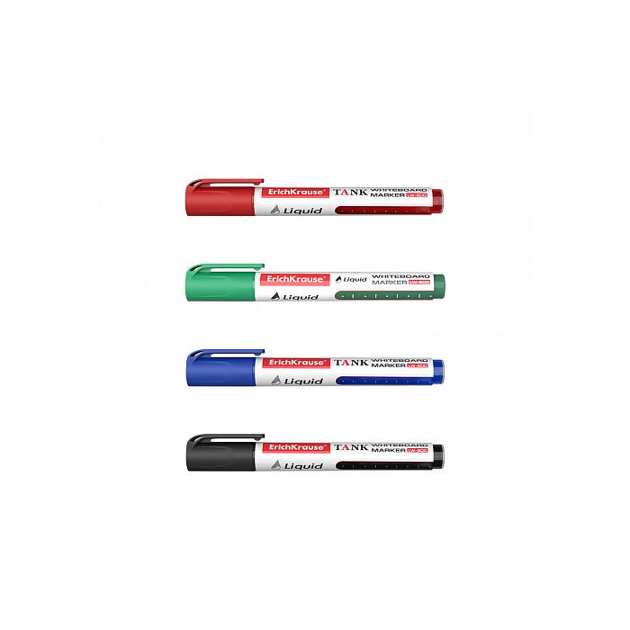 Set 4 Marcadores Pizarra Blanca con Tinta Líquida Lw-600 Negro, Azul, Rojo, Verde ERICH KRAUSE 58362
