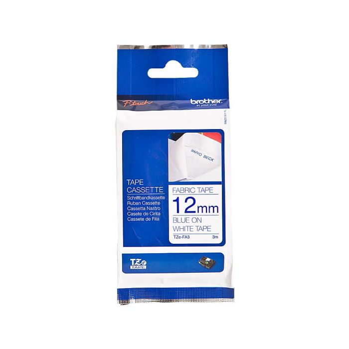 Cinta Laminada para Rotuladoras Brother TZe-FA3 Azul/Blanco 12 mm 12 mm x 3 m 1