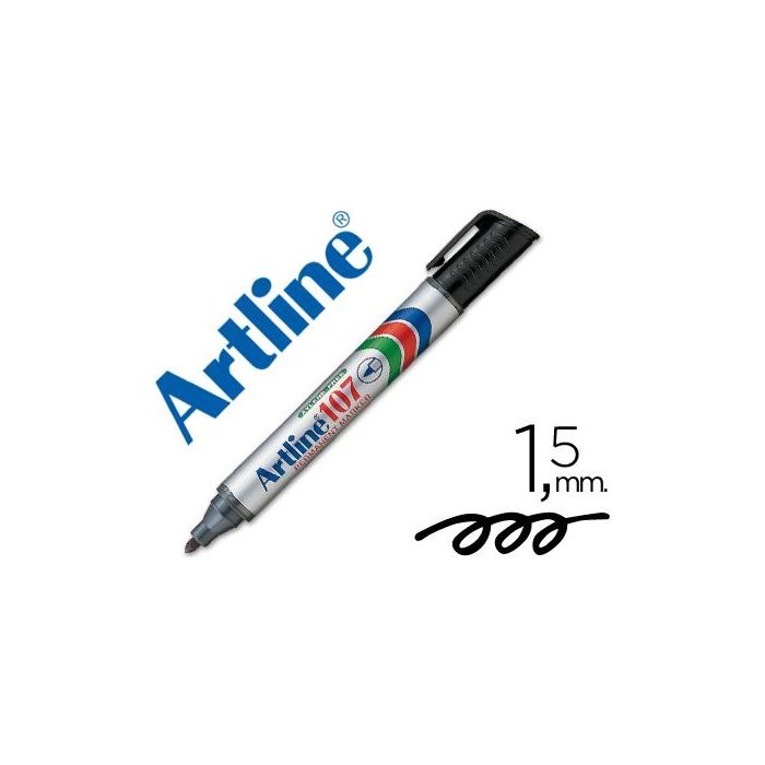 Rotulador Artline Marcador Permanente 107 Negro Punta Redonda 12 unidades