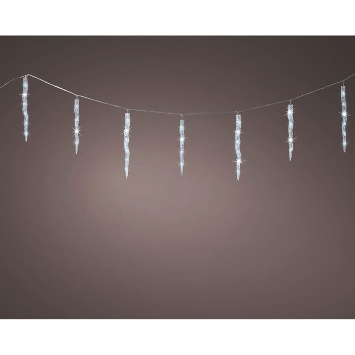 Lumineo Cortina Led Carámbanos 60 Leds Luz Fría Exterior 3,6m IP44 Temporizador Conectable 1